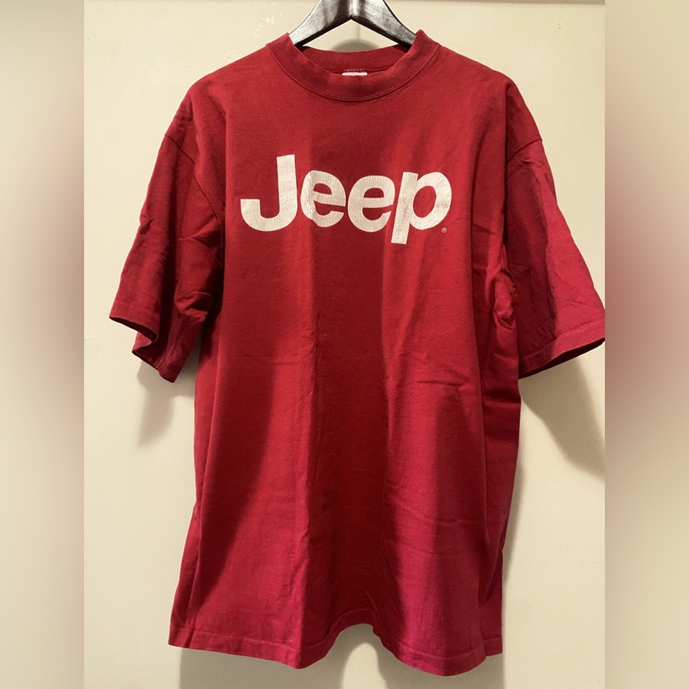 Vintage T-shirt- red Jeep print - Delta XL